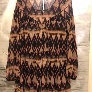 Express Pink & Black Boho Printed Dress